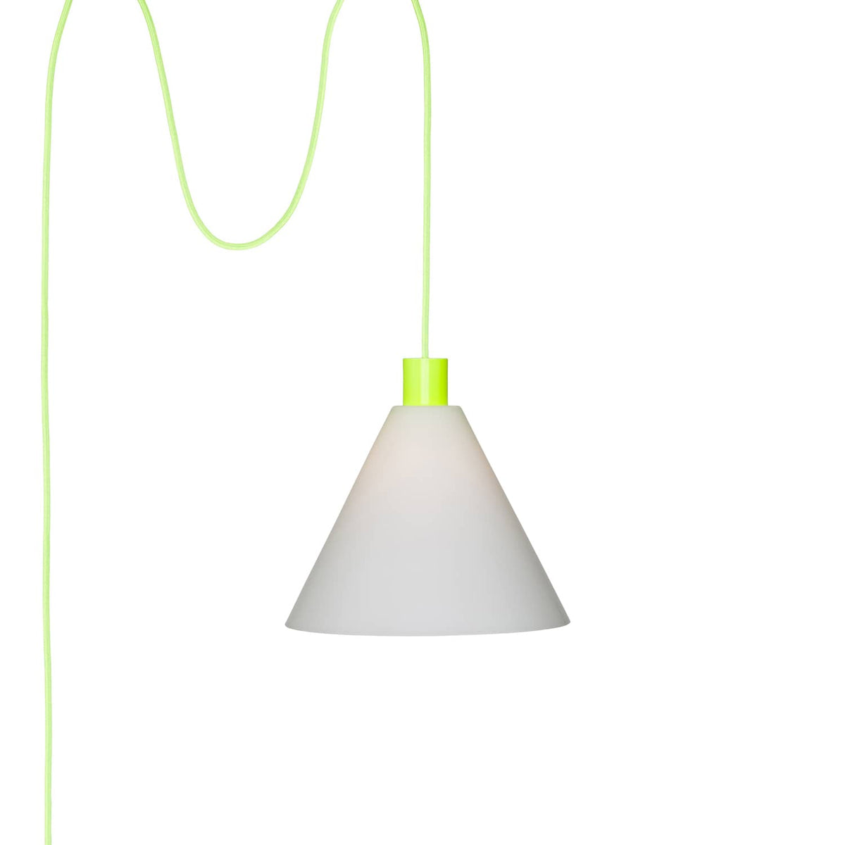 Glass Cone 11in AiO Plug-In Pendant - Chroma Studio Neon Yellow / Milk
