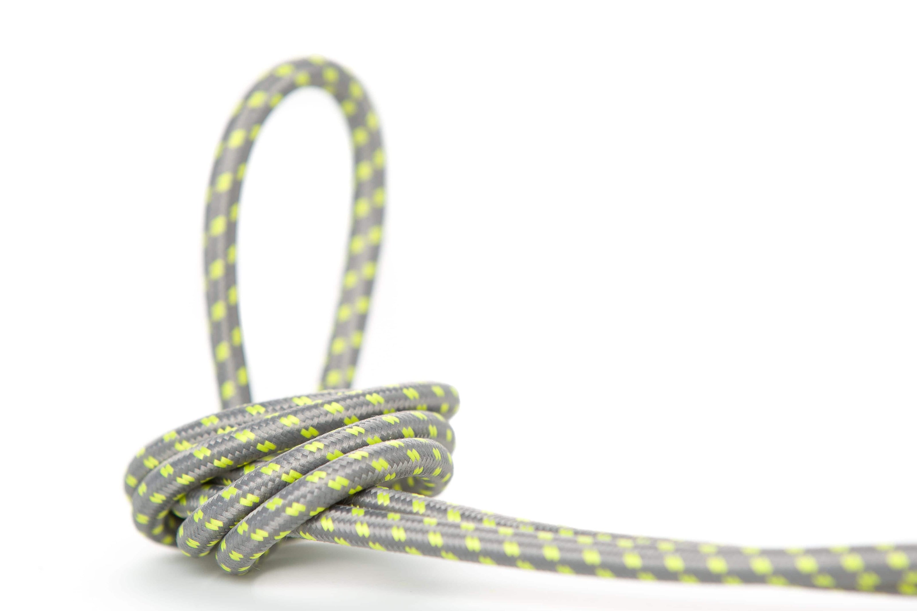 DIY Fabric Wire by the Foot - Gray & Citrus Yellow Dot