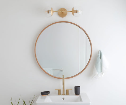 Bathroom vanity with unique light fixtures