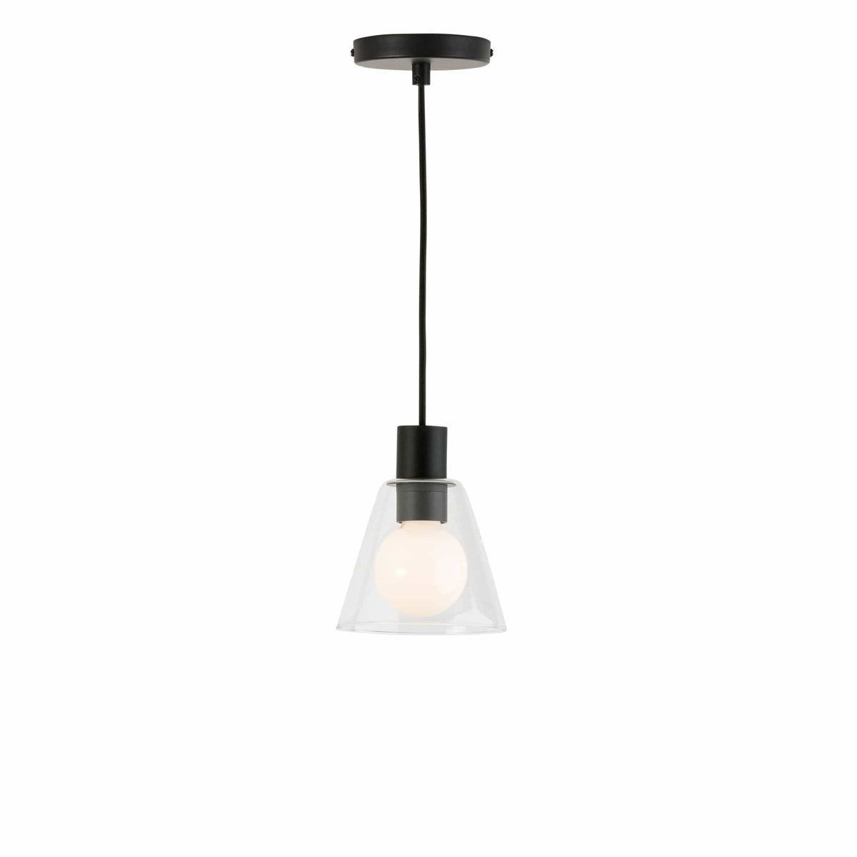 Glass Cone 6in AiO Pendant - Chroma Studio Black / Clear