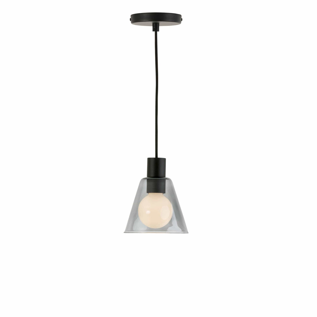 Glass Cone 6in AiO Pendant - Chroma Studio Black / Smoke