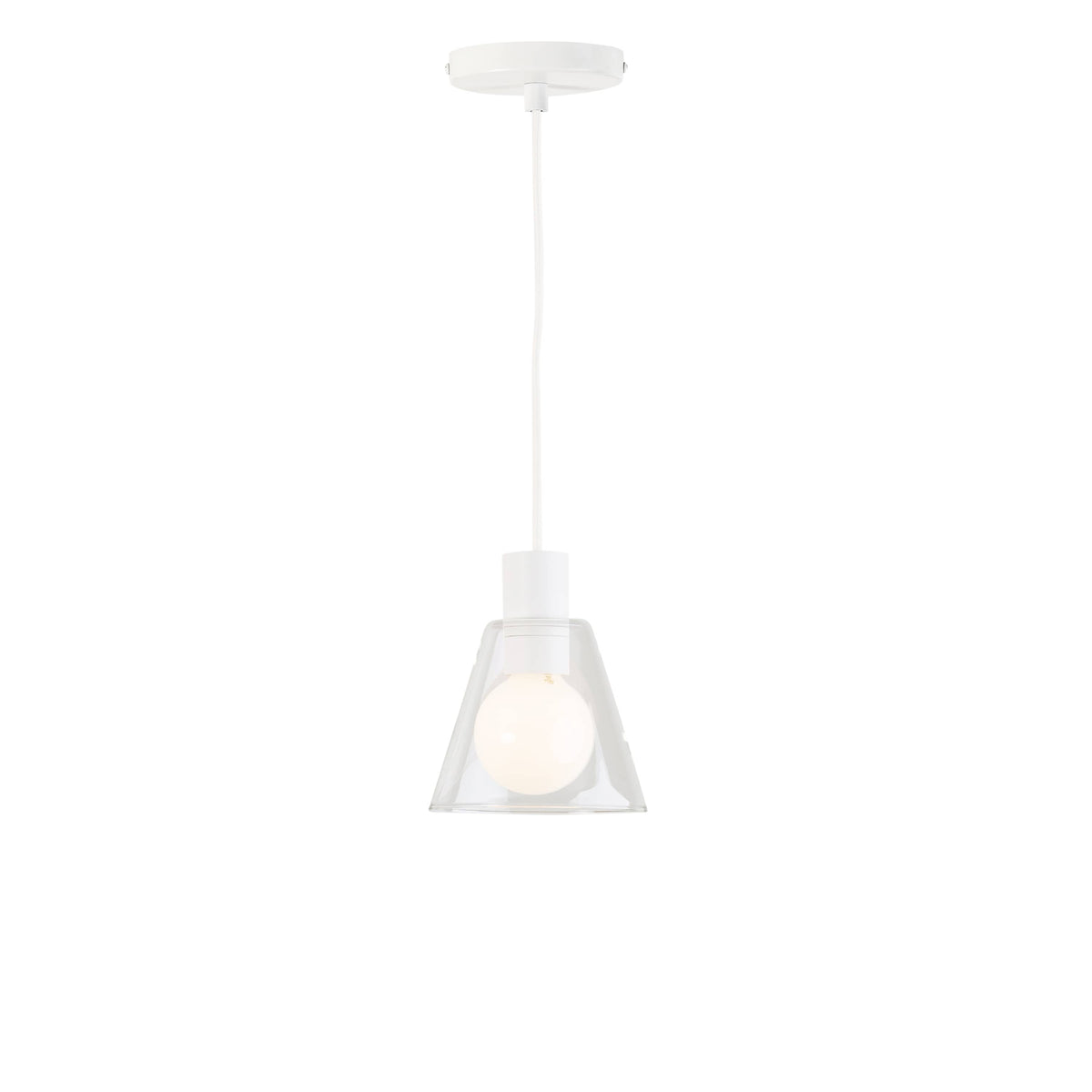 Glass Cone 6in AiO Pendant - Chroma Studio White / Clear