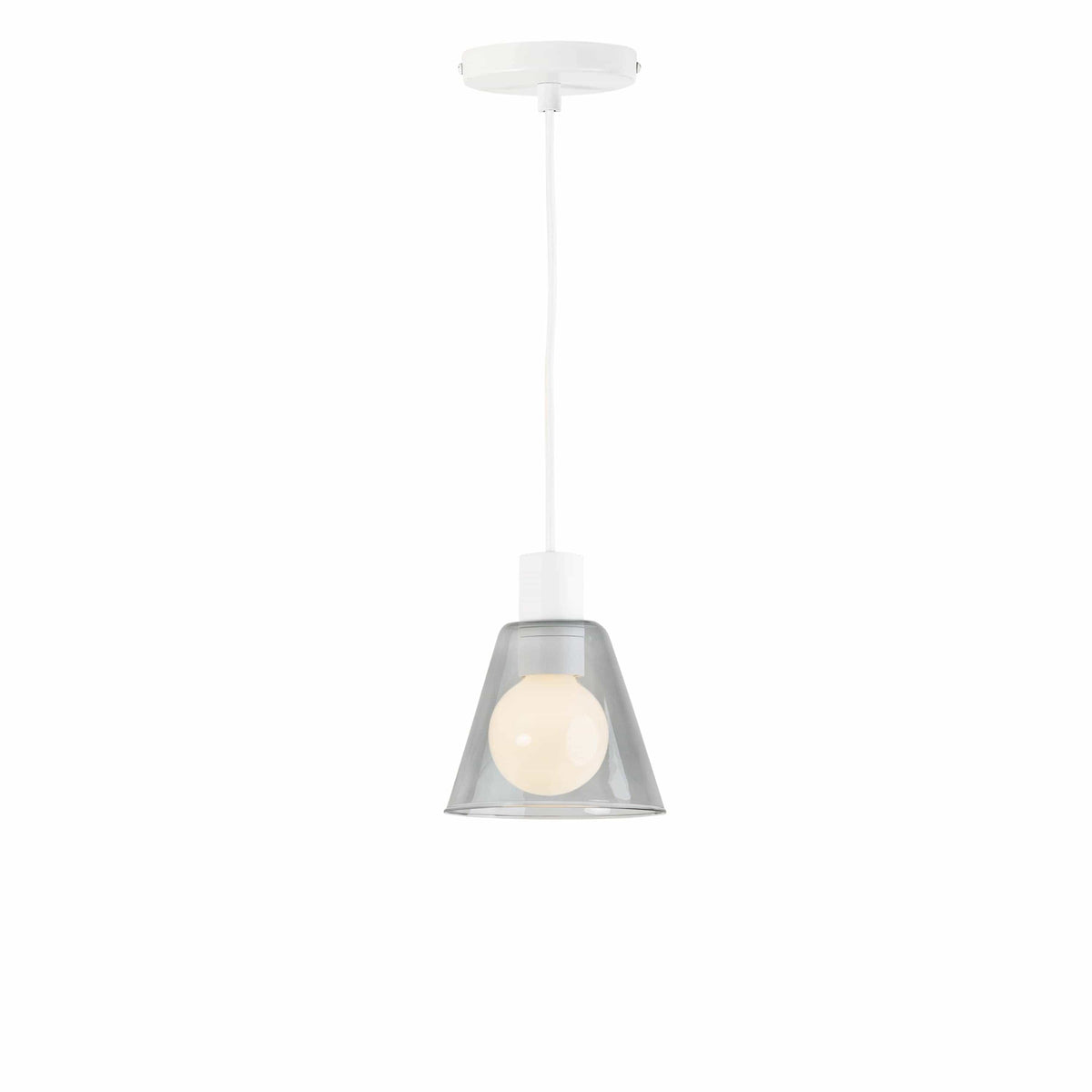Glass Cone 6in AiO Pendant - Chroma Studio White / Smoke