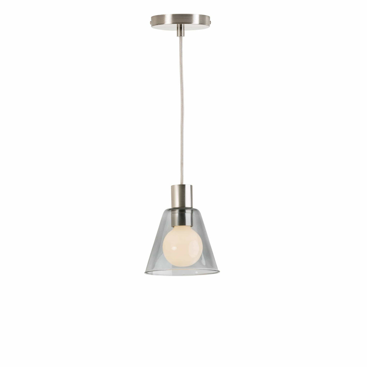 Glass Cone 6in AiO Pendant - Chroma Studio Nickel / Smoke