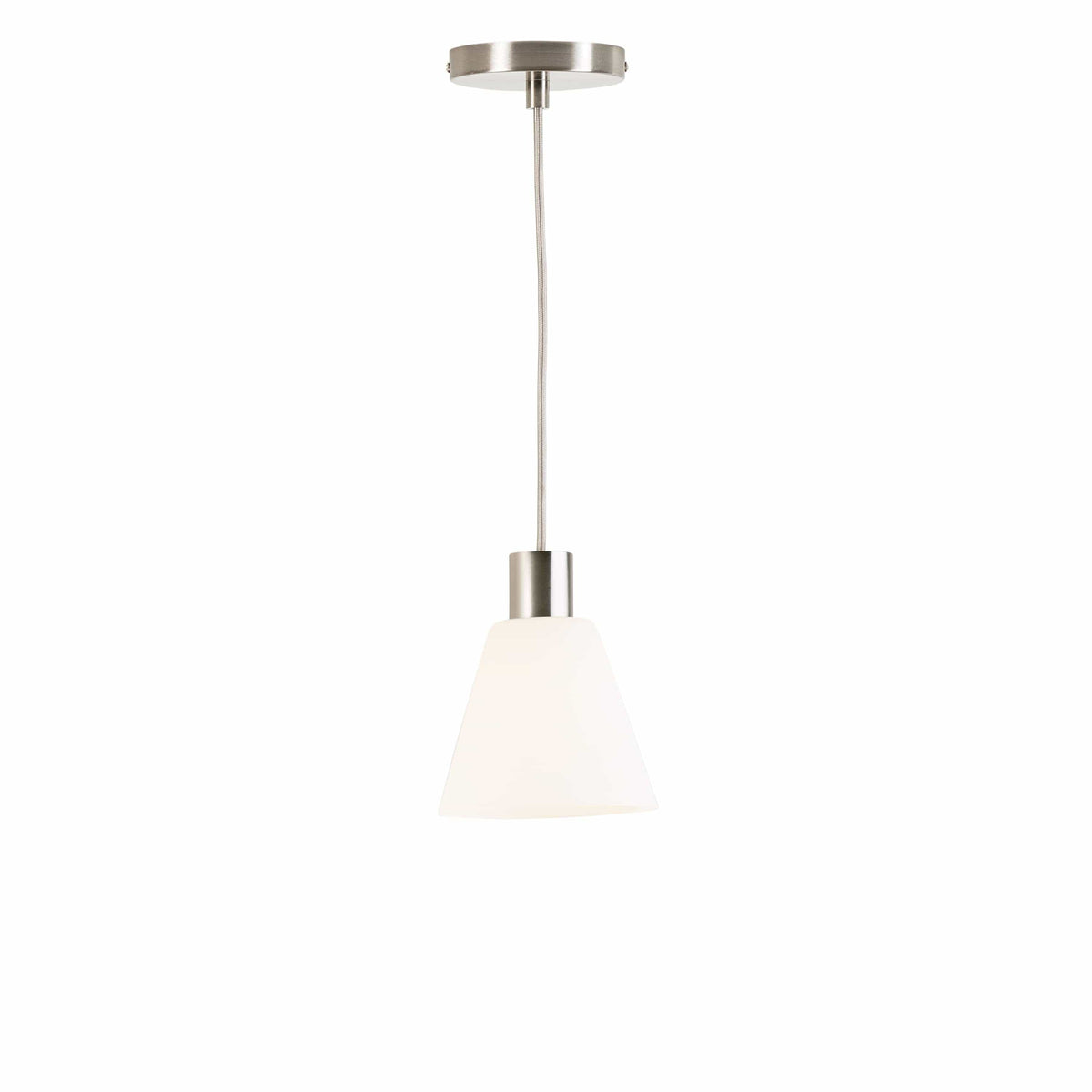 Glass Cone 6in AiO Pendant - Chroma Studio Nickel / Matte White