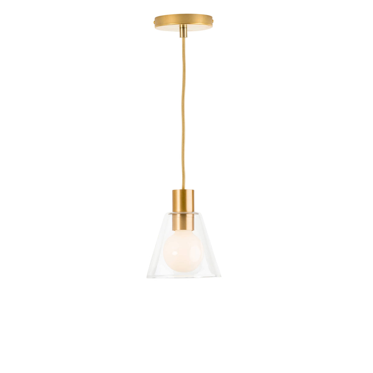 Glass Cone 6in AiO Pendant - Chroma Studio Satin Brass / Clear