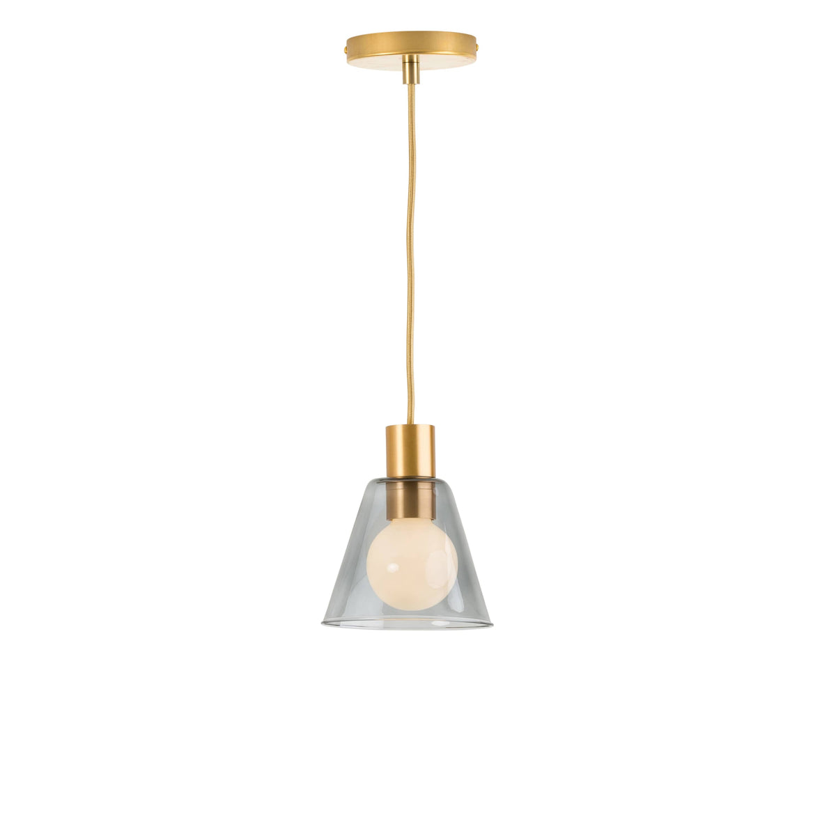 Glass Cone 6in AiO Pendant - Chroma Studio Satin Brass / Smoke