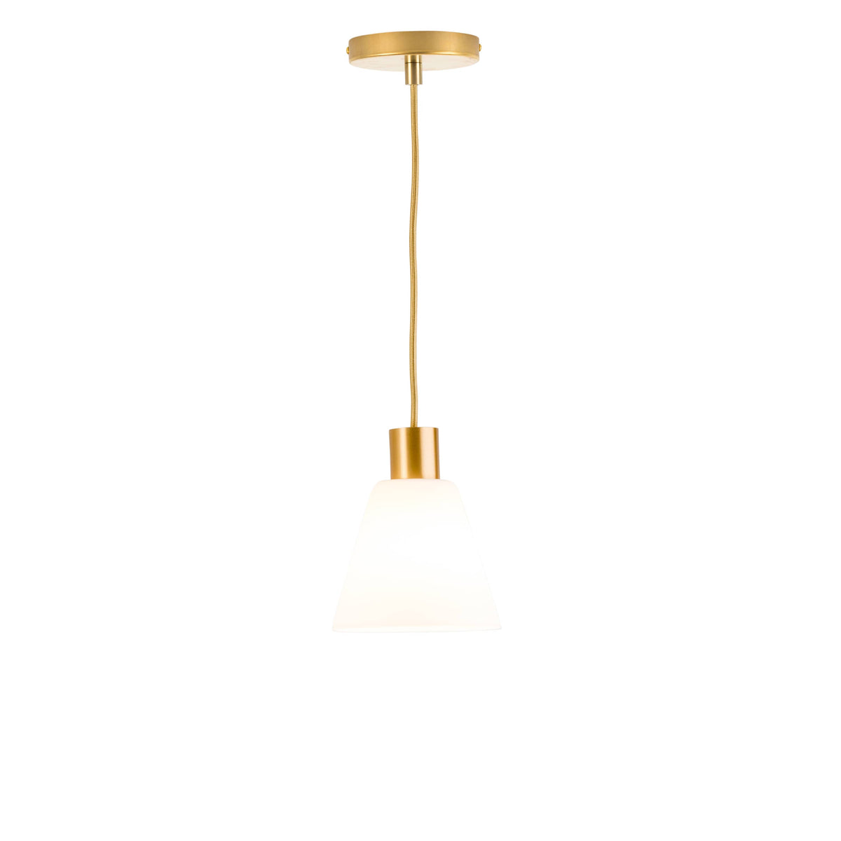 Glass Cone 6in AiO Pendant - Chroma Studio Satin Brass / Matte White