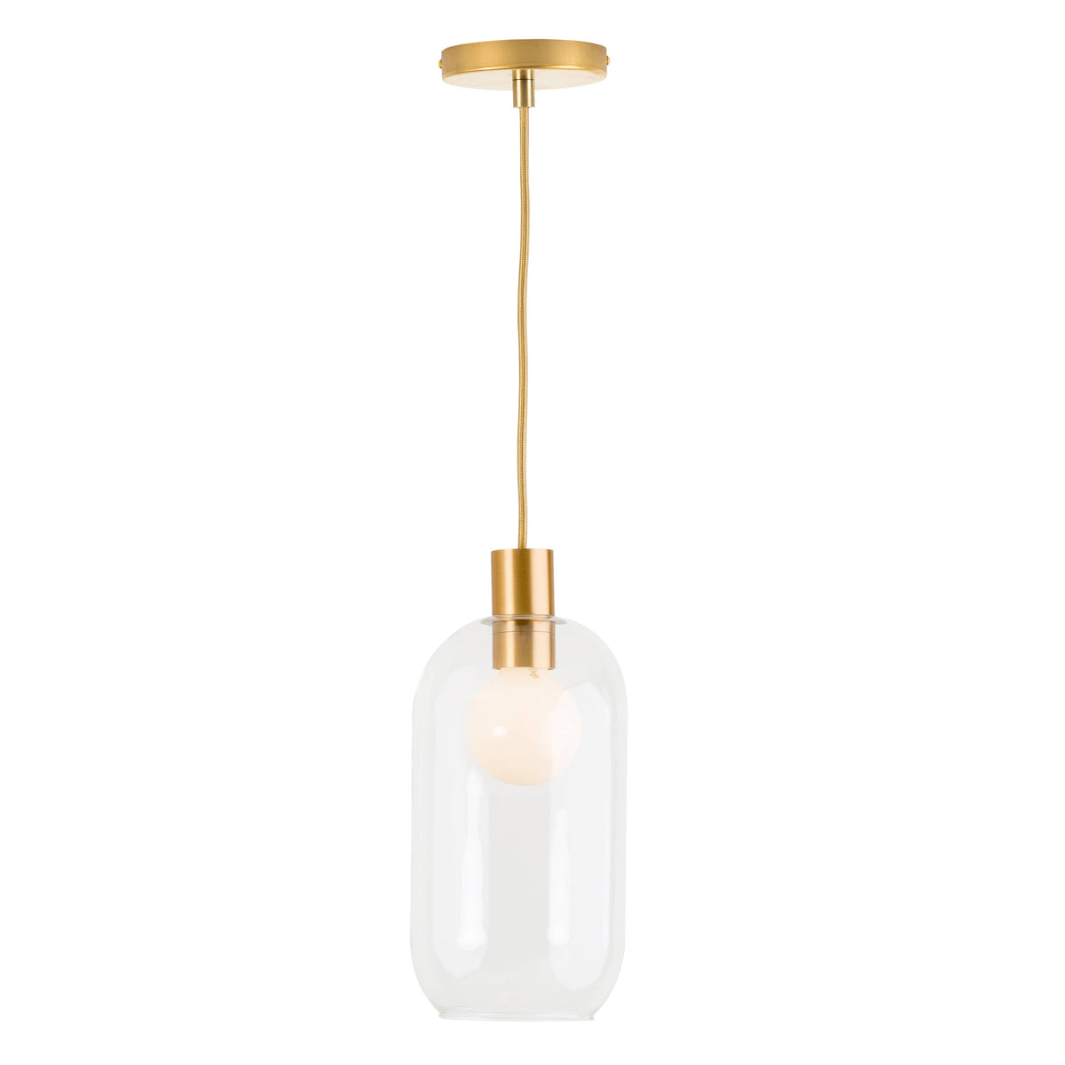 Glass Pill AiO Pendant - Chroma Studio Satin Brass / Clear