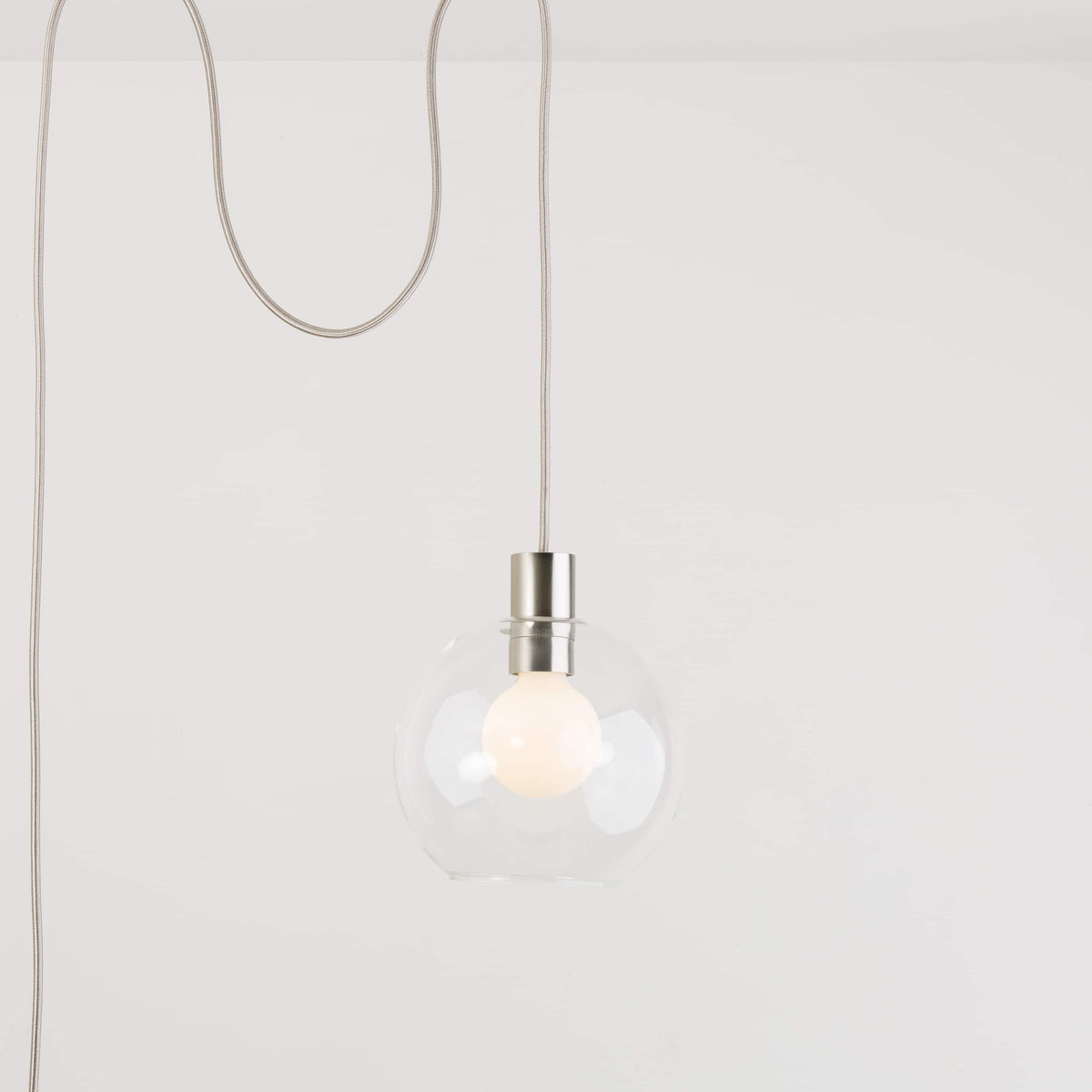 AiO Globe Plug-In Pendant | 6", 8", 10", 12" Nickel / Clear / 8in