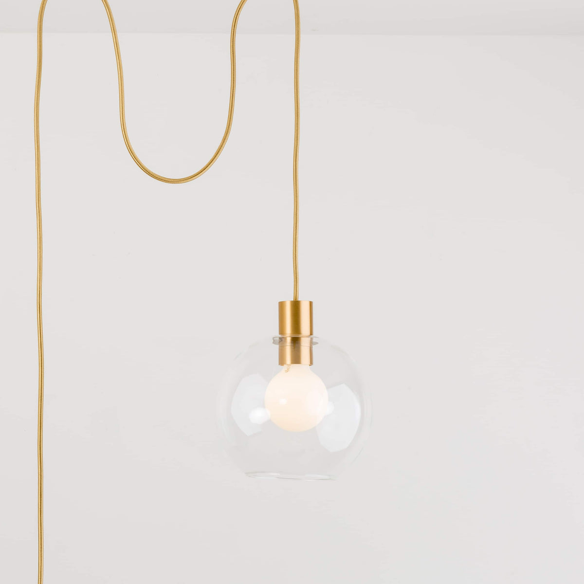 AiO Globe Plug-In Pendant | 6", 8", 10", 12" Satin Brass / Clear / 8in