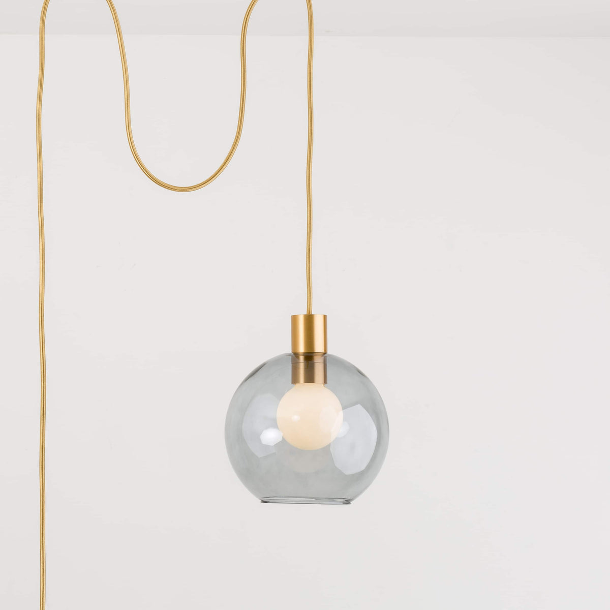 AiO Globe Plug-In Pendant | 6", 8", 10", 12" Satin Brass / Smoke / 8in