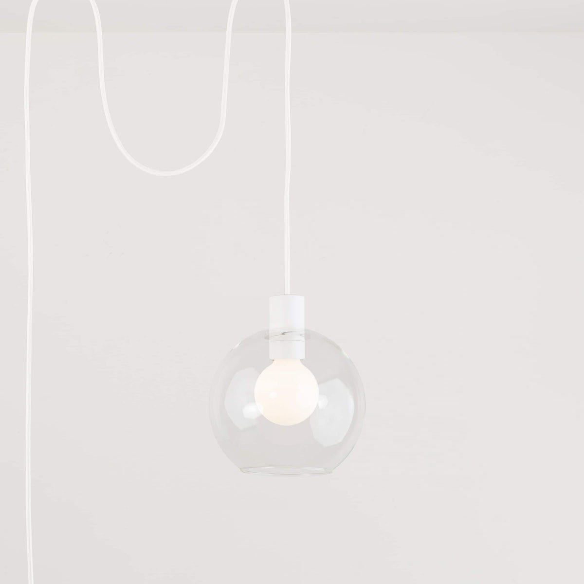 AiO Globe Plug-In Pendant | 6", 8", 10", 12" White / Clear / 8in
