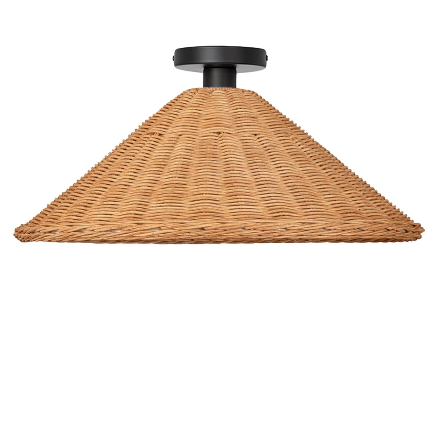 Wicker Empire Shade Button Flush Mount