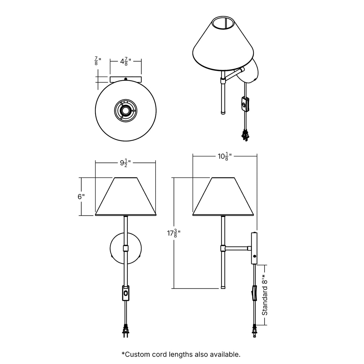 Bold Solo Plug-In Sconce | Pleated, Empire, or Wicker Shade