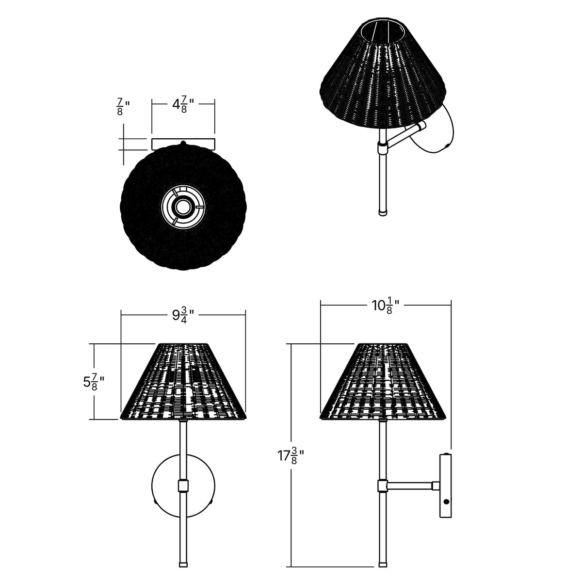 Bold Solo Wall Sconce | Pleated, Empire, or Wicker Shade