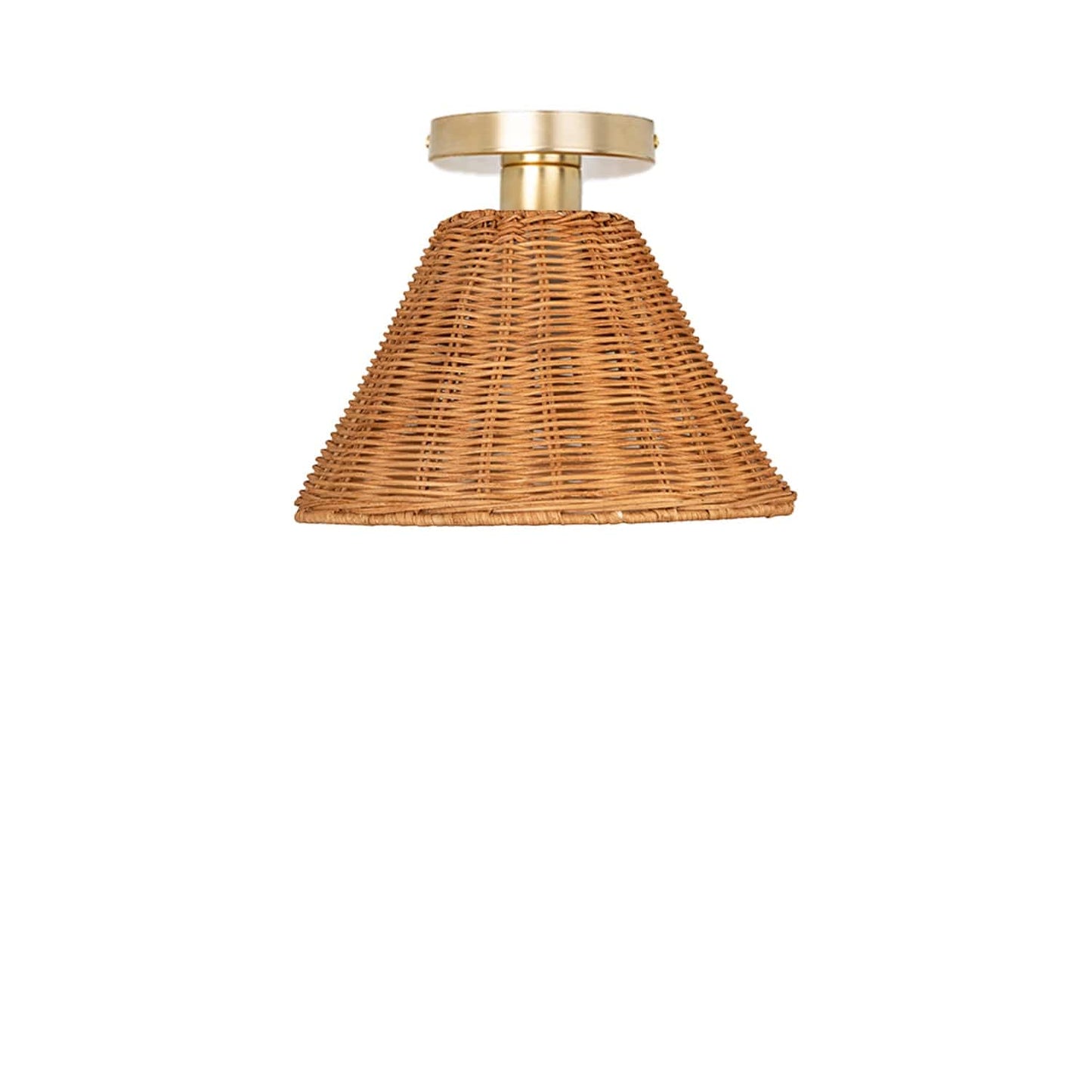 Wicker Empire Shade Button Flush Mount