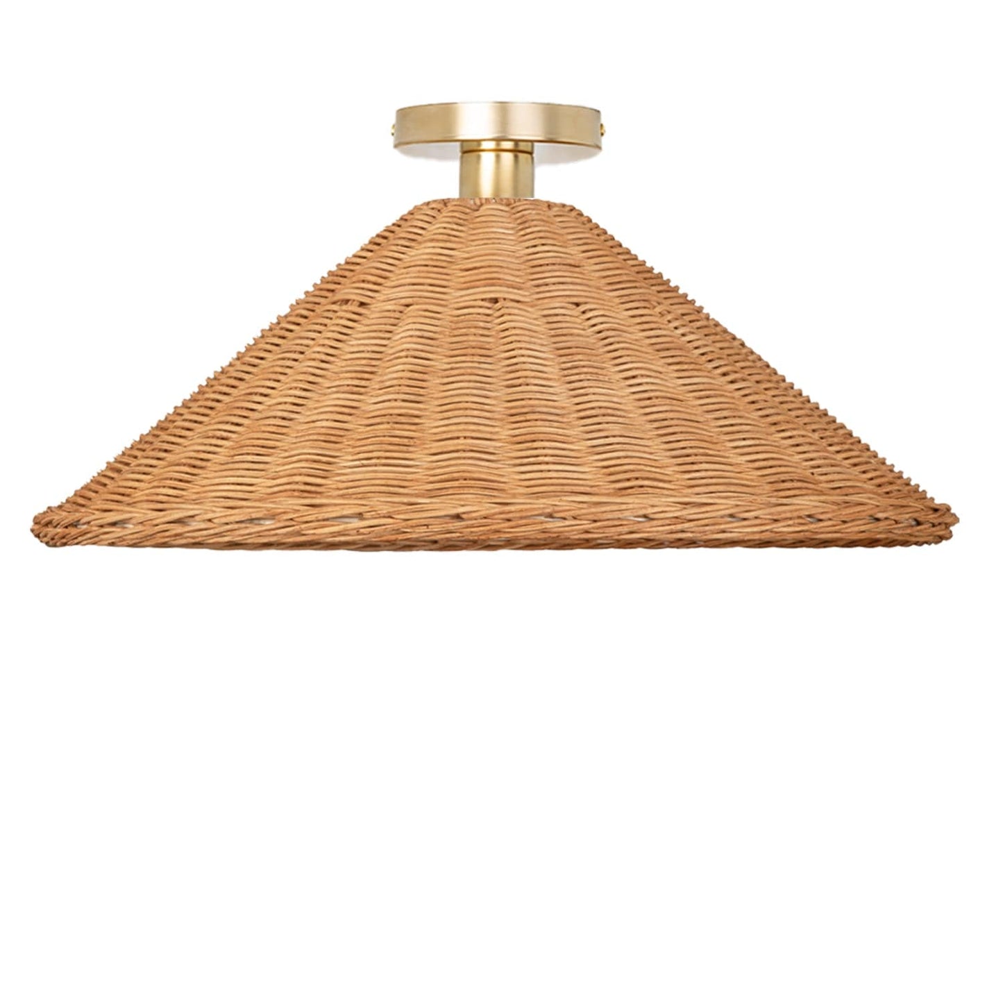Wicker Empire Shade Button Flush Mount