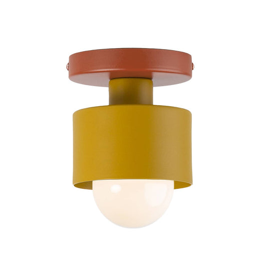 Boutique Color Block Puck Shade Button Flush Mount