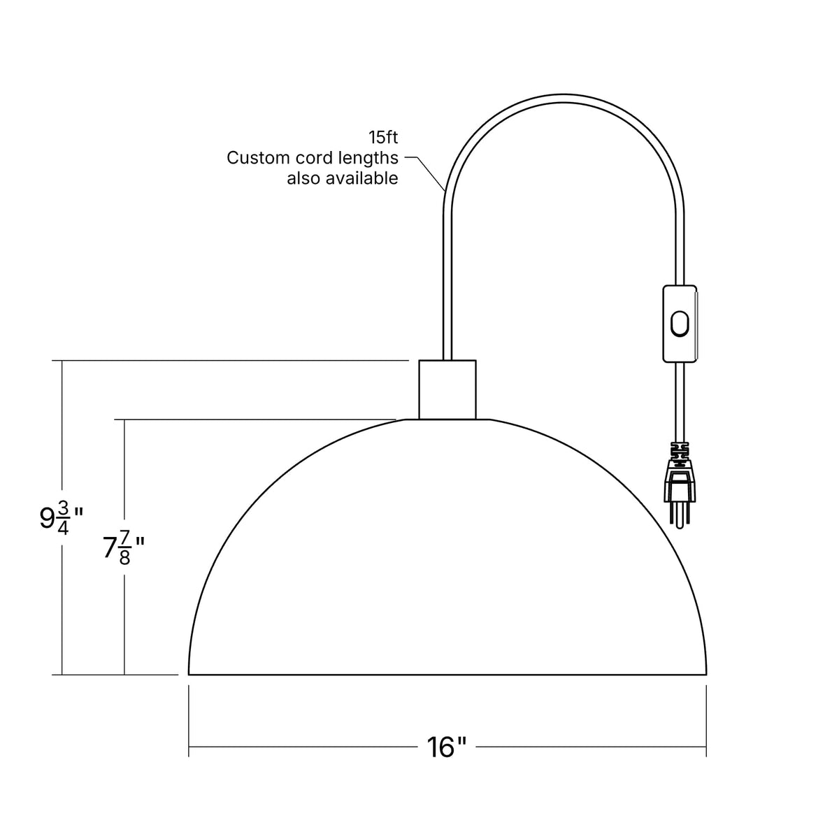 Horizon Dome AiO Plug-In Pendant - Chroma Studio | 7" or 16" Shade