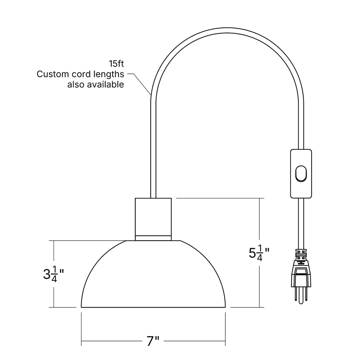 Horizon Dome AiO Plug-In Pendant - Chroma Studio | 7" or 16" Shade