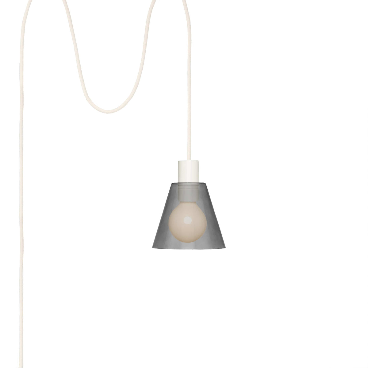 Glass Cone 6in AiO Plug-In Pendant - Chroma Studio Linen / Smoke