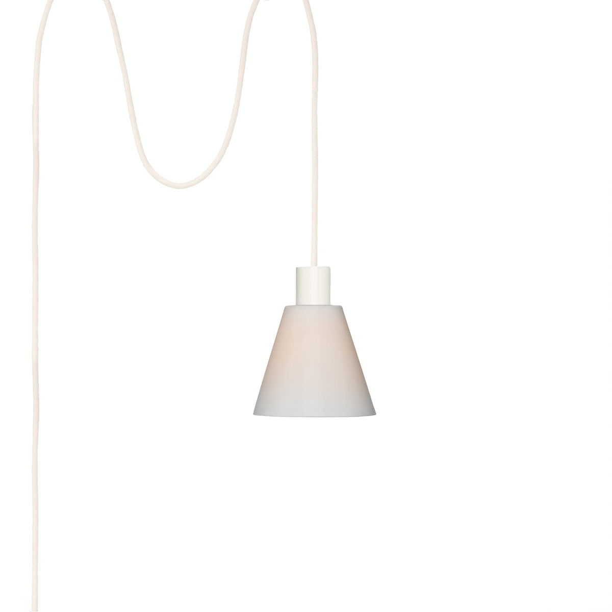 Glass Cone 6in AiO Plug-In Pendant - Chroma Studio Linen / Matte White