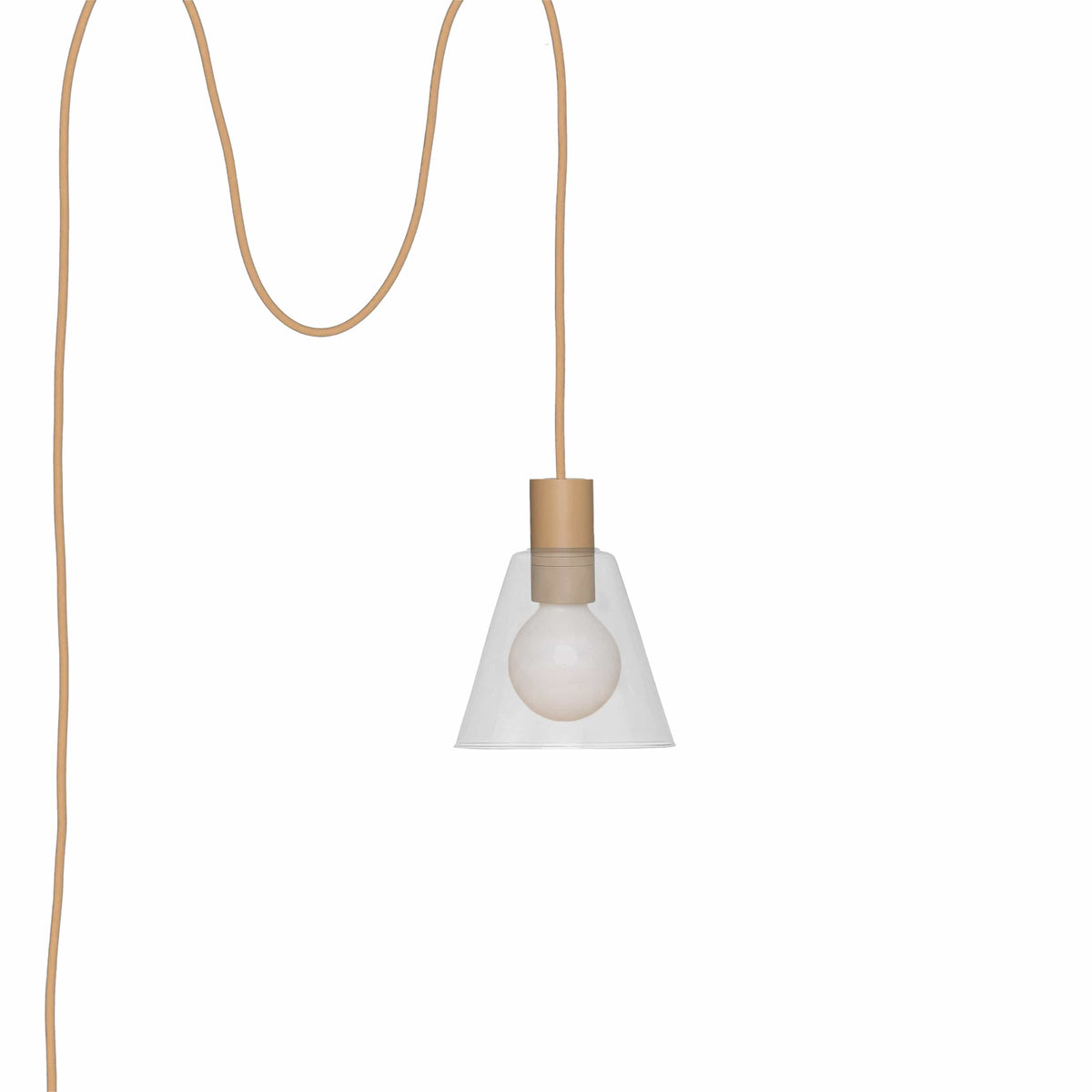 Glass Cone 6in AiO Plug-In Pendant - Chroma Studio Latte / Clear