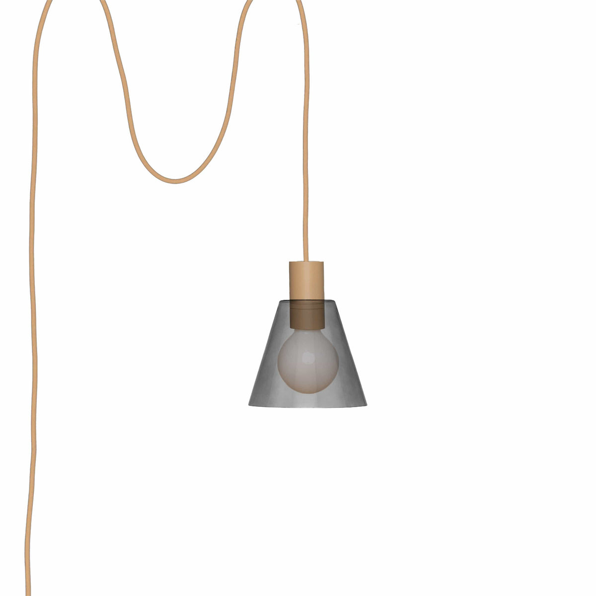 Glass Cone 6in AiO Plug-In Pendant - Chroma Studio Latte / Smoke