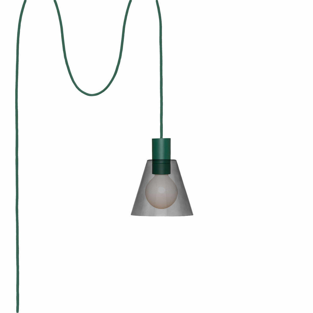 Glass Cone 6in AiO Plug-In Pendant - Chroma Studio Pine / Smoke