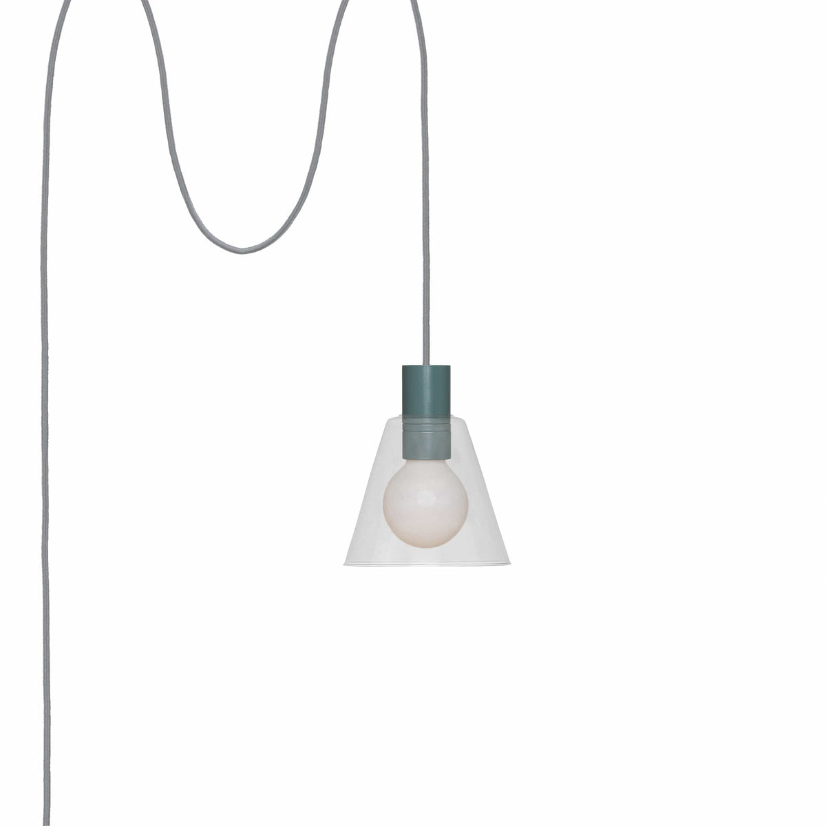 Glass Cone 6in AiO Plug-In Pendant - Chroma Studio Slate / Clear