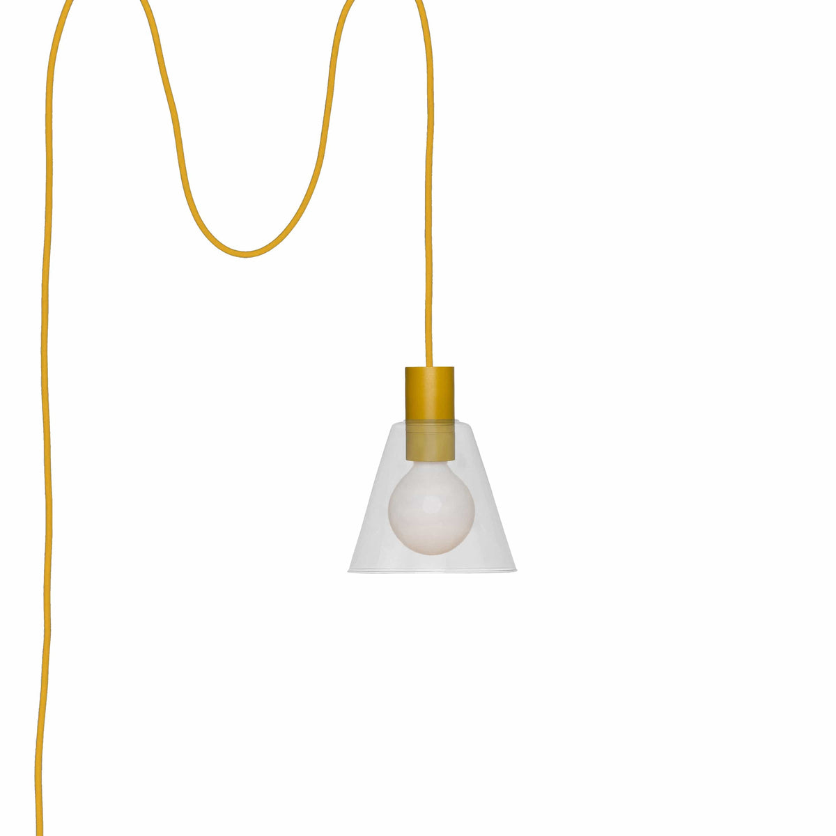 Glass Cone 6in AiO Plug-In Pendant - Chroma Studio Ochre / Clear