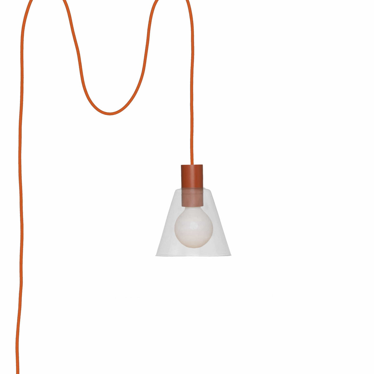 Glass Cone 6in AiO Plug-In Pendant - Chroma Studio Rust / Clear
