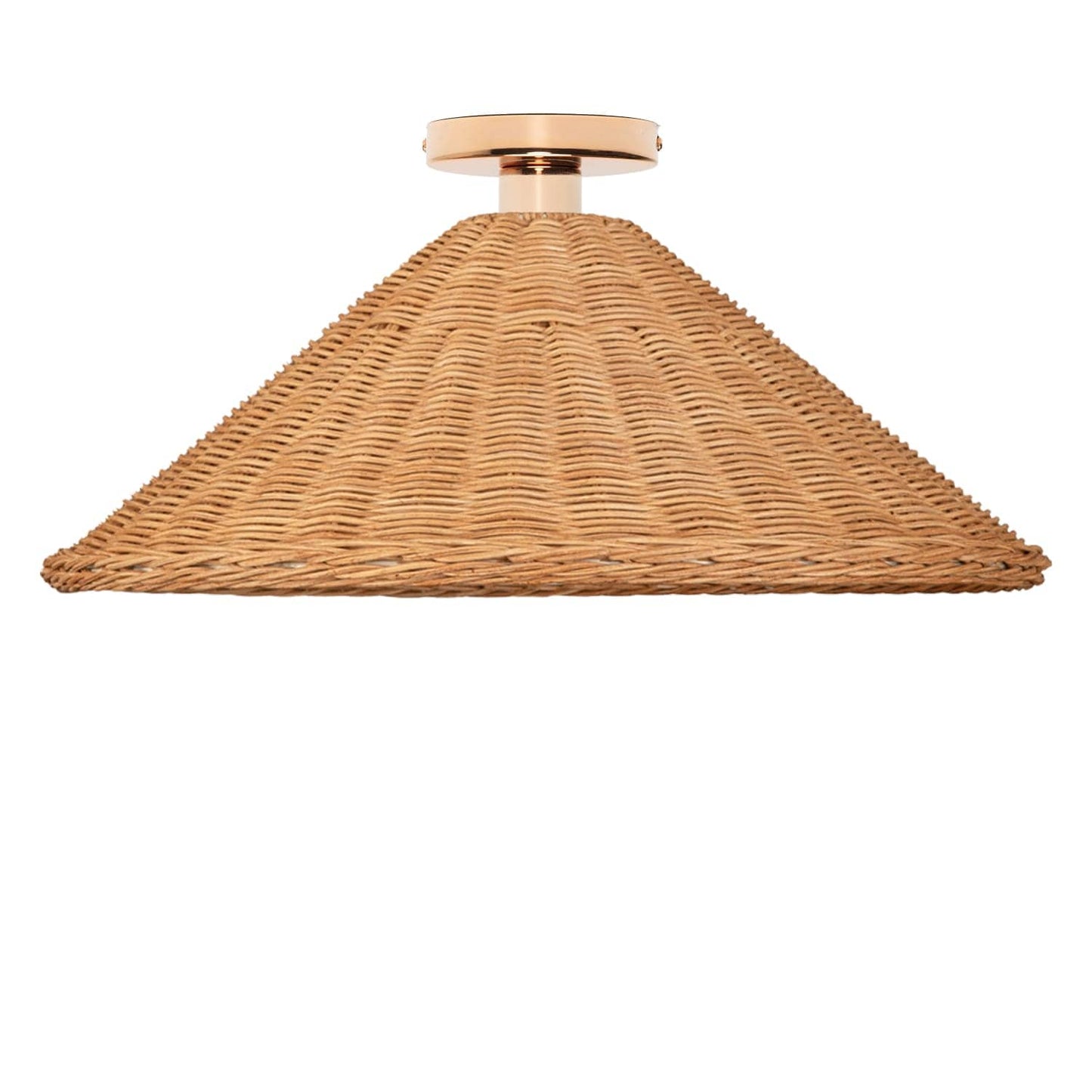 Wicker Empire Shade Button Flush Mount