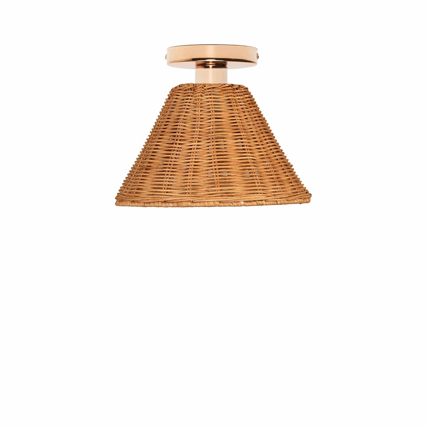 Wicker Empire Shade Button Flush Mount
