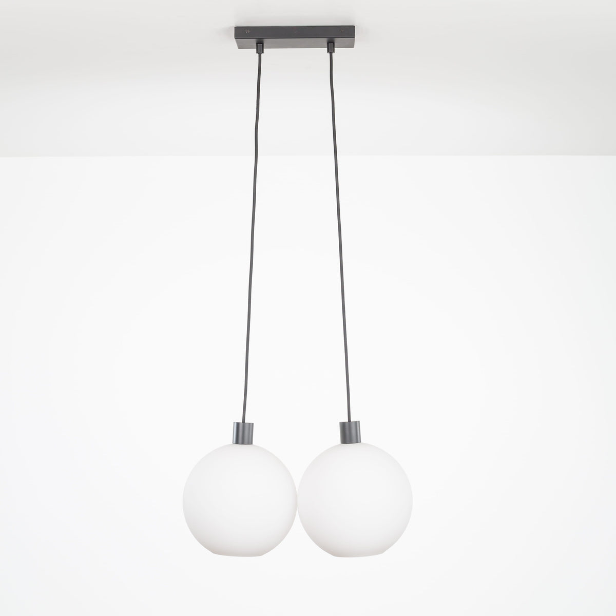 AiO Dash Multiport Chandelier - Glass Globe 2 / Black / 10in Matte White