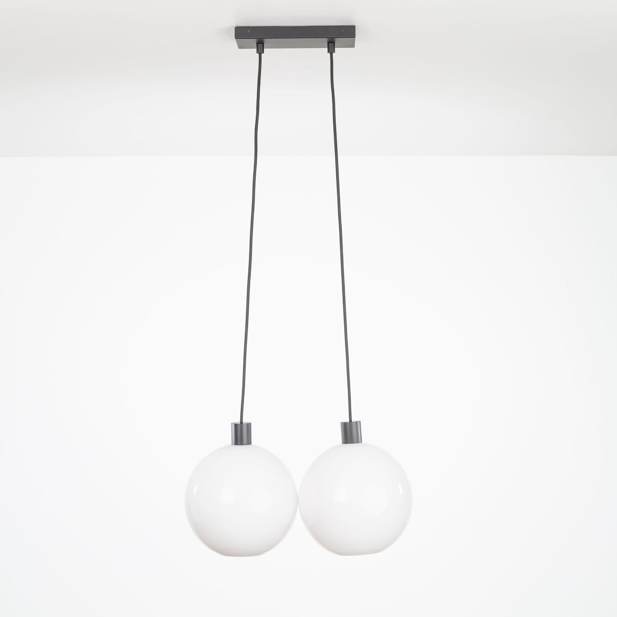 AiO Dash Multiport Chandelier - Glass Globe 2 / Black / 10in Milk