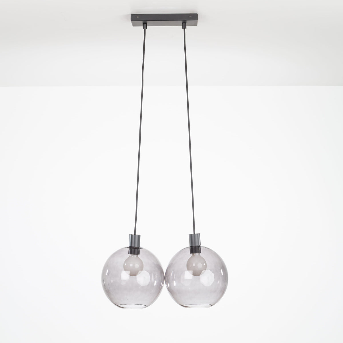 AiO Dash Multiport Chandelier - Glass Globe 2 / Black / 10in Smoke