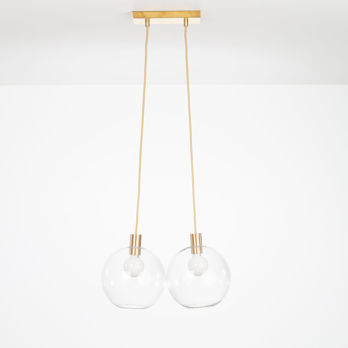 AiO Dash Multiport Chandelier - Glass Globe 2 / Brass / 10in Clear