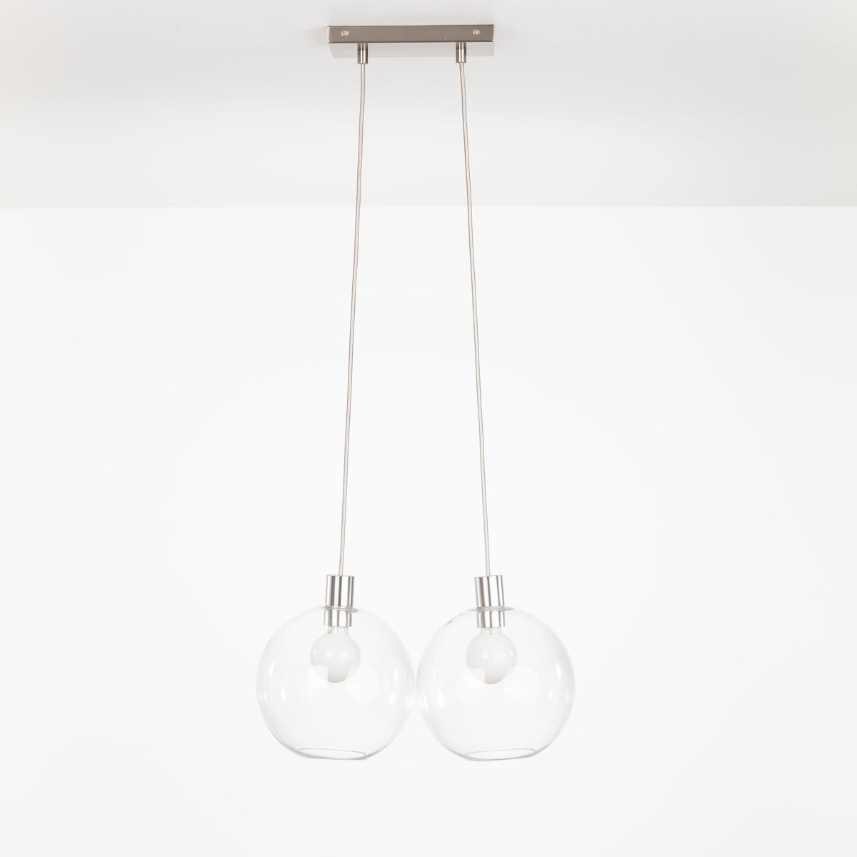 AiO Dash Multiport Chandelier - Glass Globe 2 / Nickel / 10in Clear