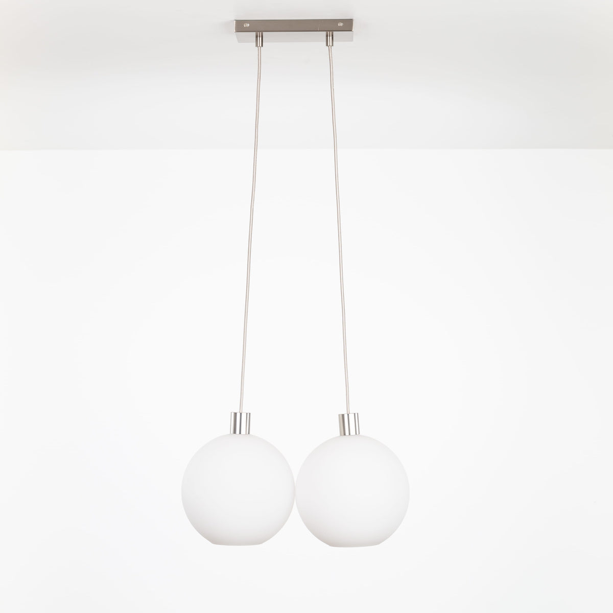 AiO Dash Multiport Chandelier - Glass Globe 2 / Nickel / 10in Matte White