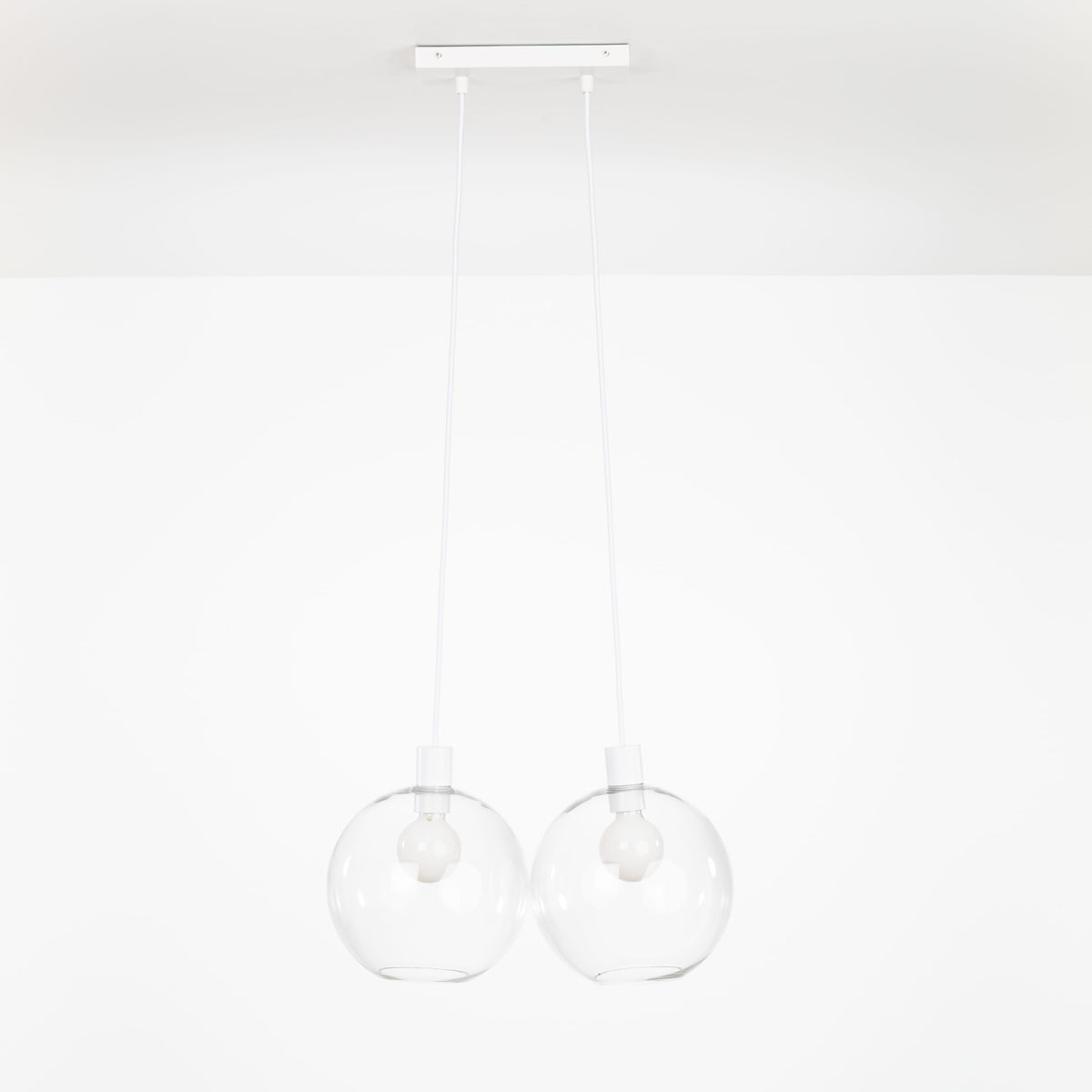 AiO Dash Multiport Chandelier - Glass Globe 2 / White / 10in Clear
