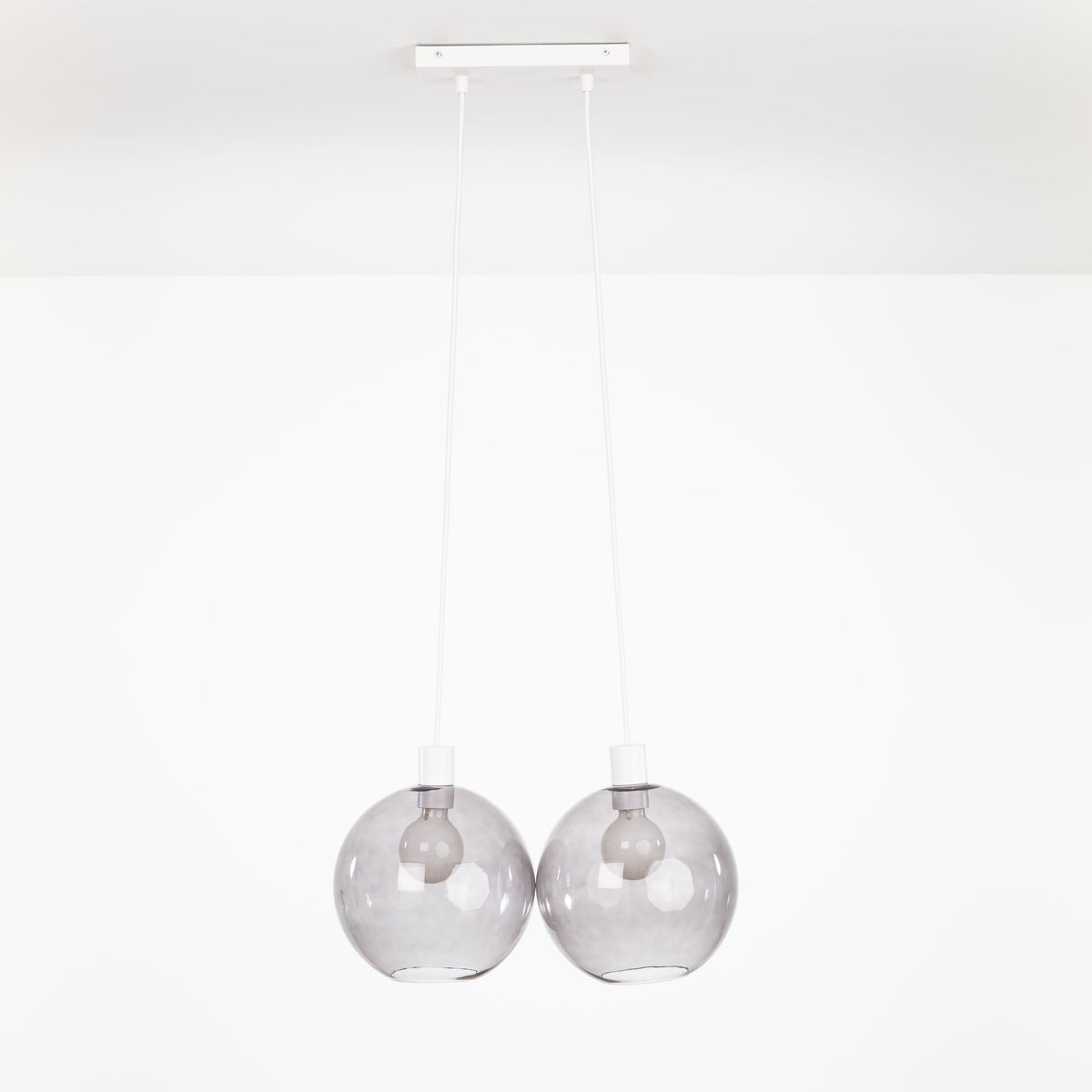 AiO Dash Multiport Chandelier - Glass Globe 2 / White / 10in Smoke