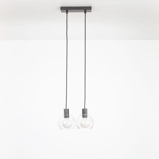 AiO Dash Multiport Chandelier - 6 Inch Glass Globe 2 / Black / Clear