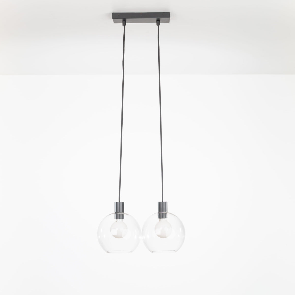 AiO Dash Multiport Chandelier - Glass Globe 2 / Black / 8in Clear
