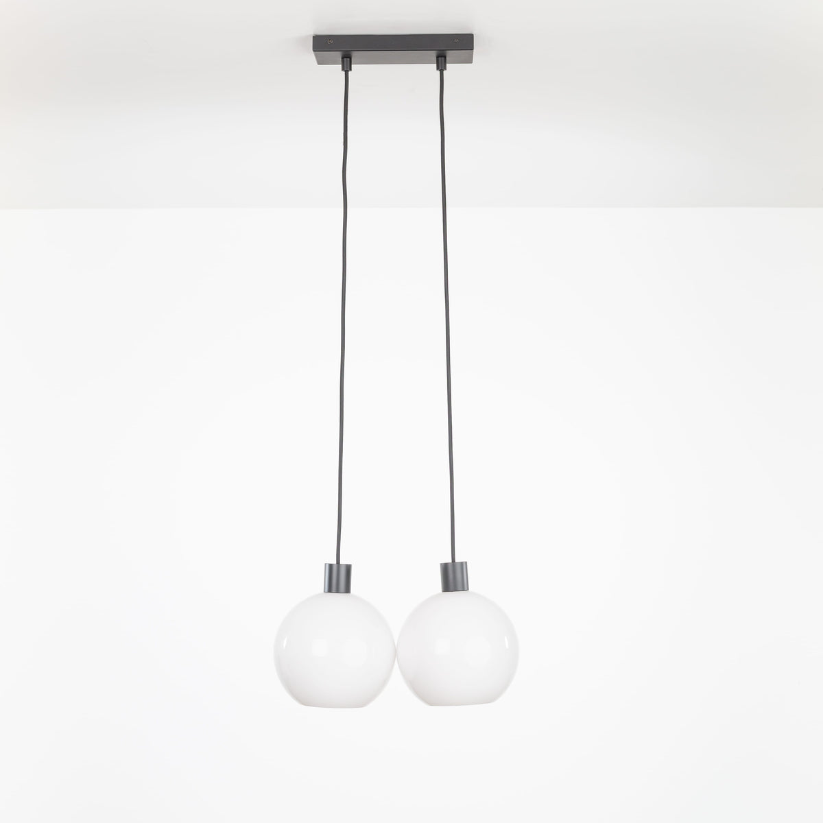 AiO Dash Multiport Chandelier - Glass Globe 2 / Black / 8in Milk