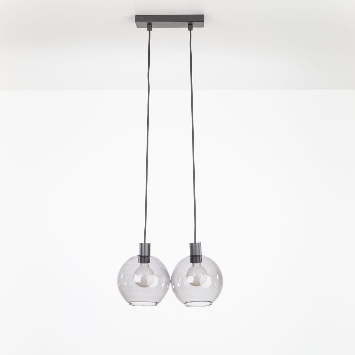 AiO Dash Multiport Chandelier - Glass Globe 2 / Black / 8in Smoke
