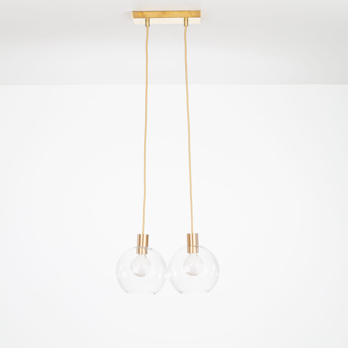 AiO Dash Multiport Chandelier - Glass Globe 2 / Brass / 8in Clear