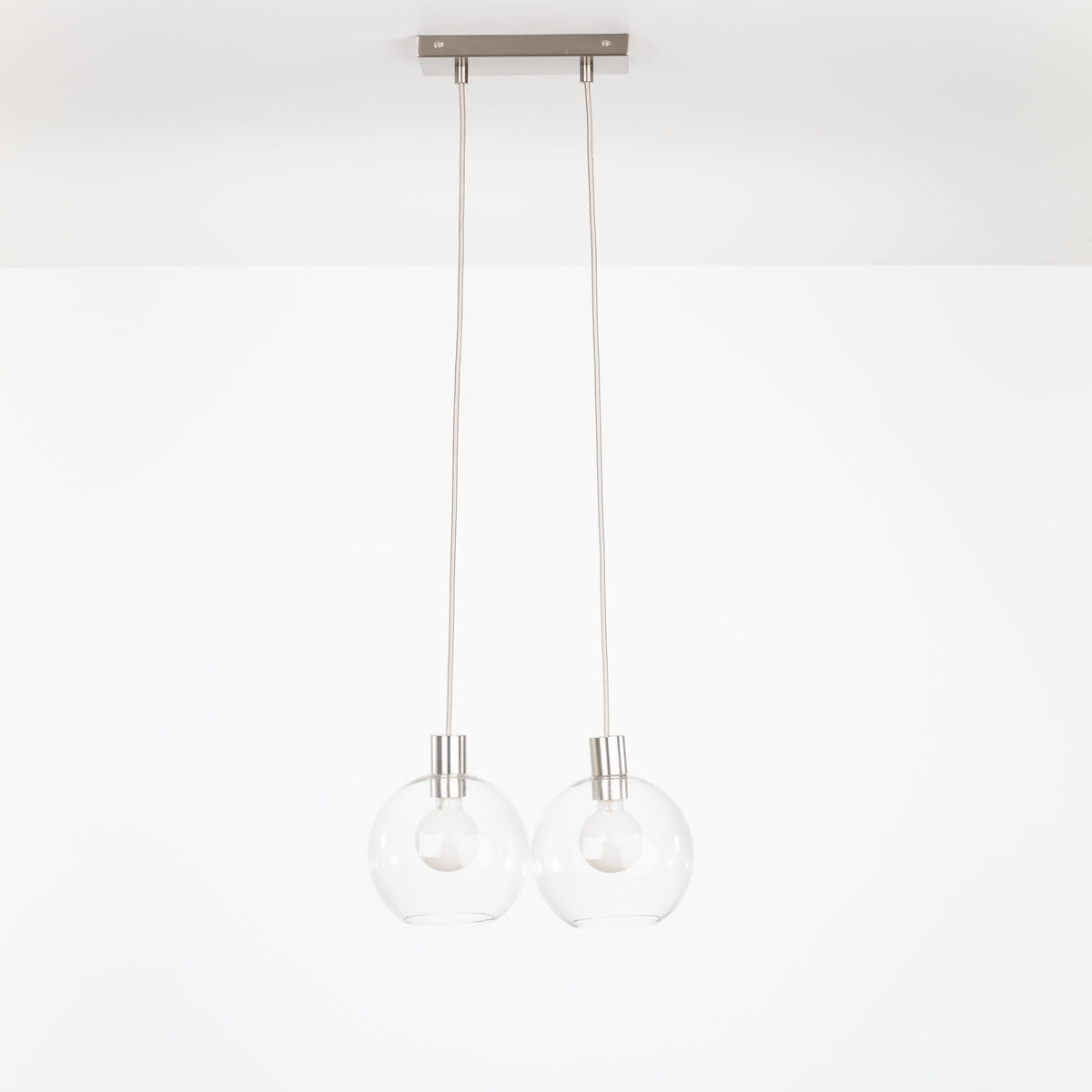 AiO Dash Multiport Chandelier - Glass Globe 2 / Nickel / 8in Clear