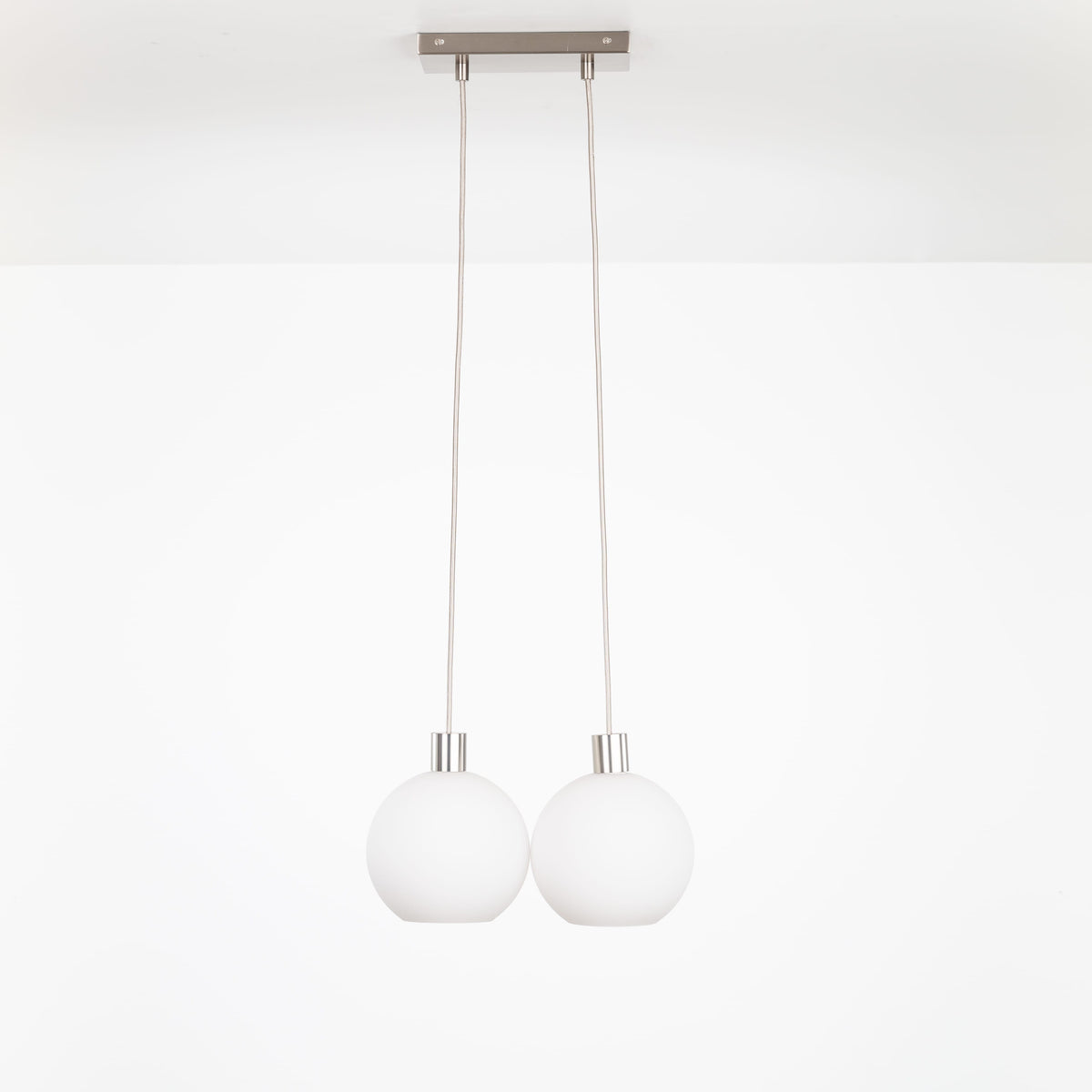 AiO Dash Multiport Chandelier - Glass Globe 2 / Nickel / 8in Matte White